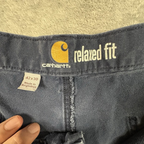 Carhartt Men's 42x30 Navy Relaxed Fit Stretch Canvas Utility Work Pants SEE DESC - Picture 5 of 11